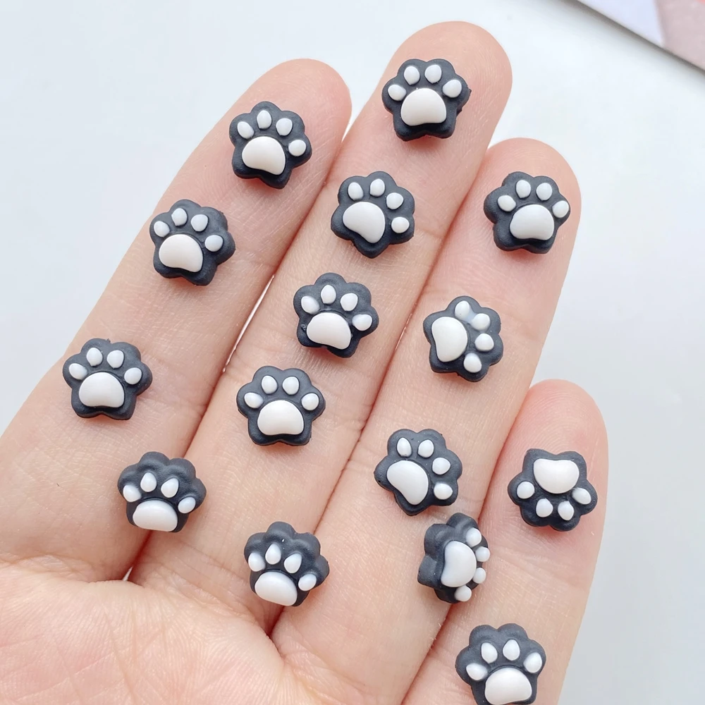 Charms do nail artu z kotem — zestaw 50 żywicznych ozdób 3D Ciemny szary