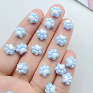Charms do nail artu z kotem — zestaw 50 żywicznych ozdób 3D Jasnożółty