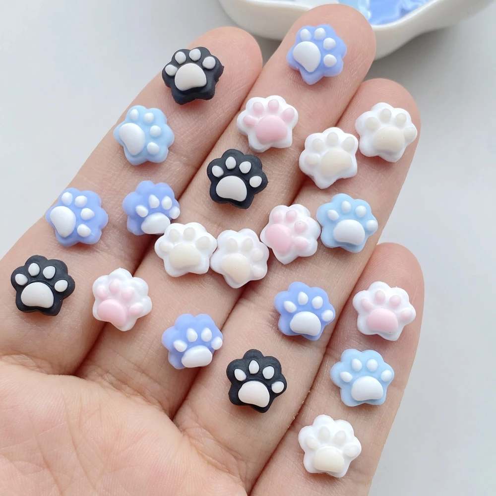 Charms do nail artu z kotem — zestaw 50 żywicznych ozdób 3D Wielokolorowy