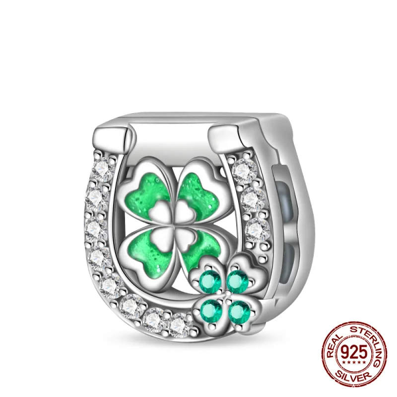 Charms płaskie srebro 925 do bransoletek na szczęście Zielony fluorescencyjny