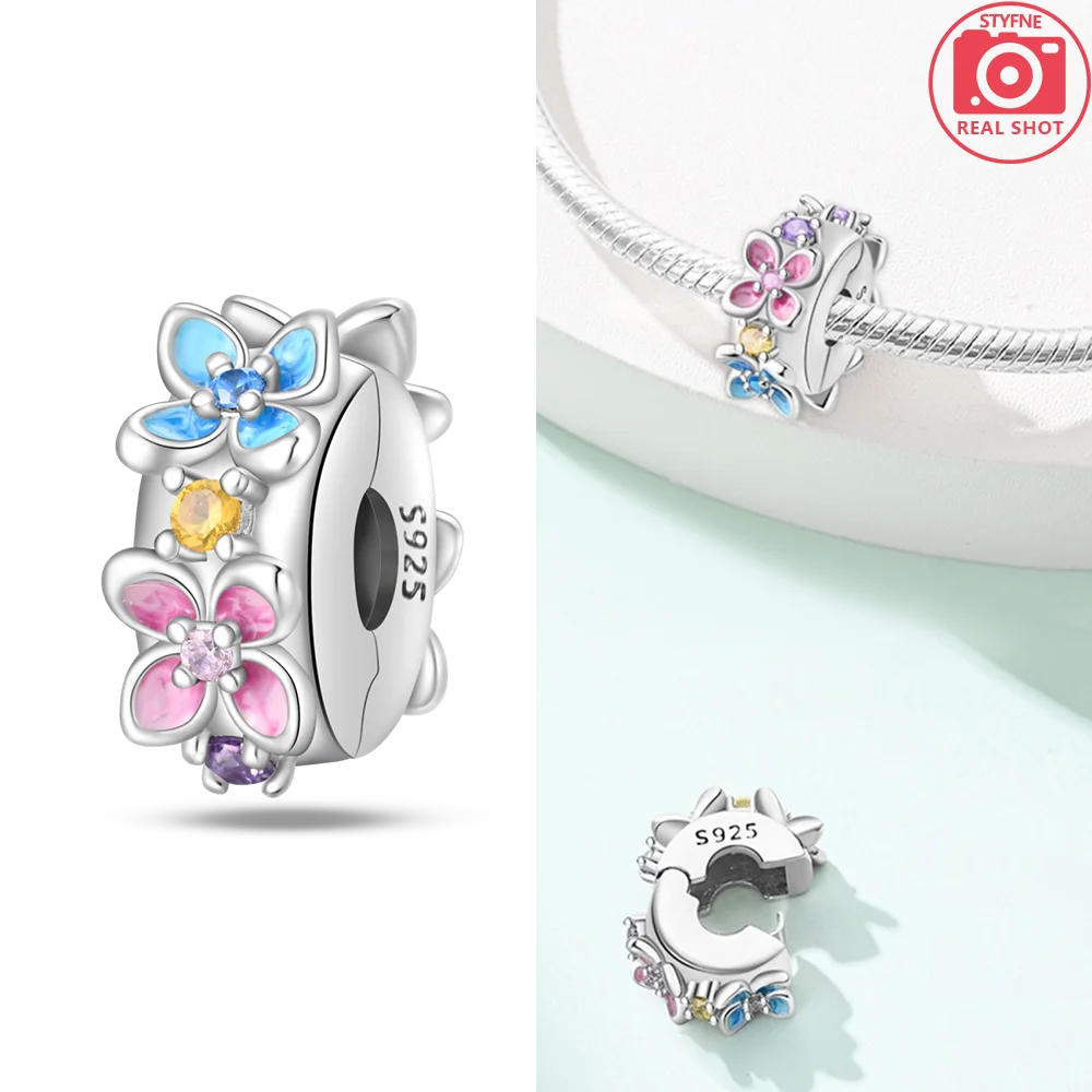 Zawieszki charms ze srebra 925 z cyrkonią serce do bransoletek DIY Jasny blond