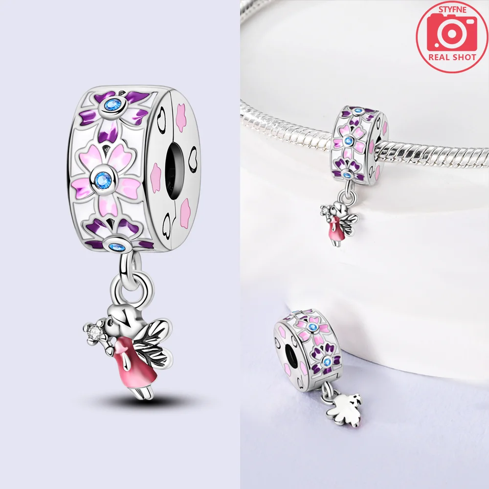 Zawieszki charms ze srebra 925 z cyrkonią serce do bransoletek DIY Zielony morze