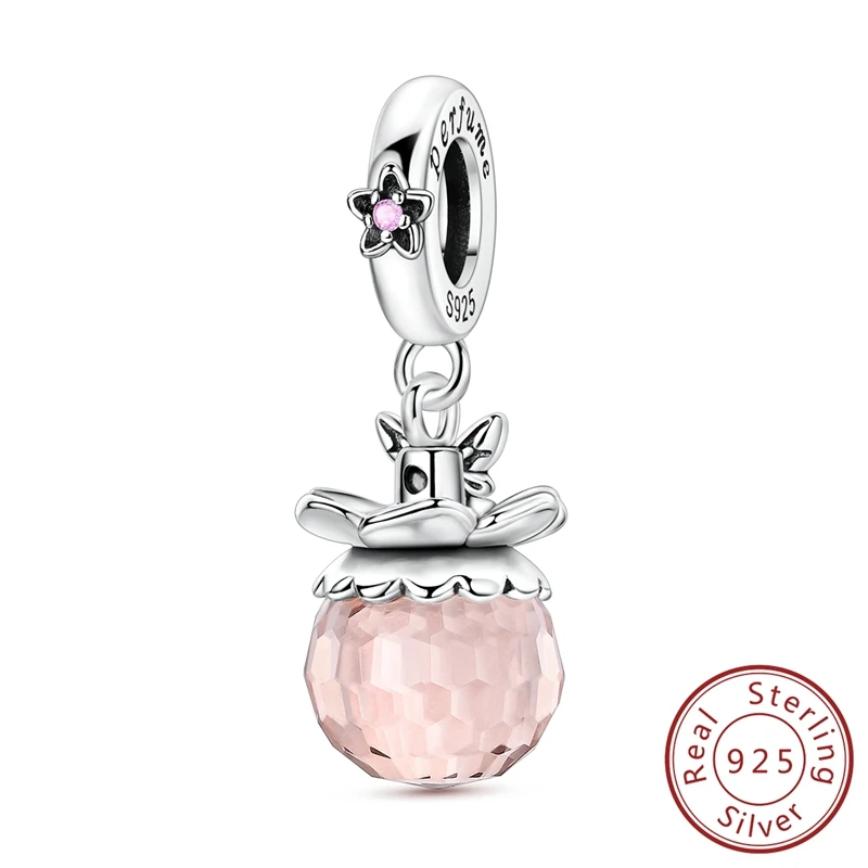 Charms do bransoletki 925 srebro - łapka kota, serce, wiśnia Jasny niebieski