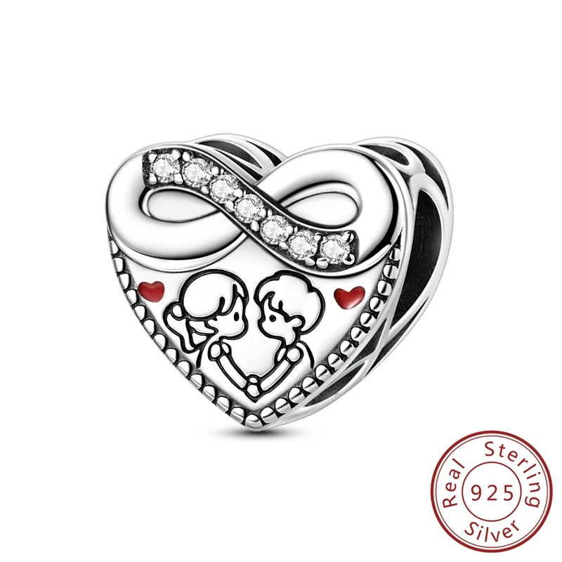 Charms do bransoletki 925 srebro - łapka kota, serce, wiśnia Mięta
