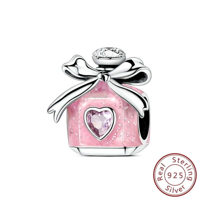 Charms do bransoletki 925 srebro - łapka kota, serce, wiśnia Różowe złoto