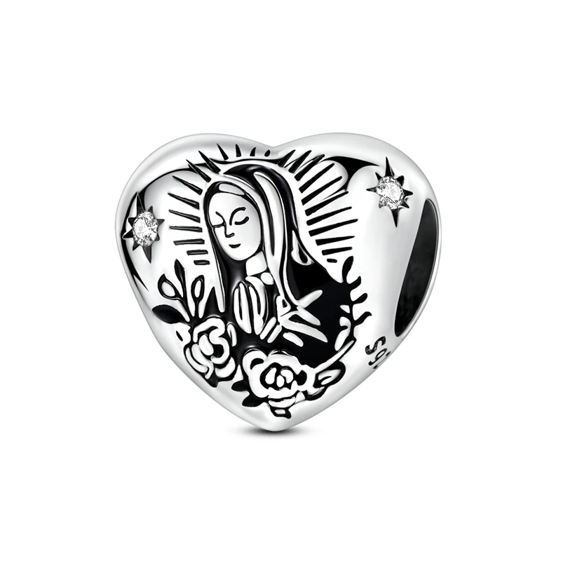 Charms do bransoletki 925 srebro - łapka kota, serce, wiśnia Srebrny