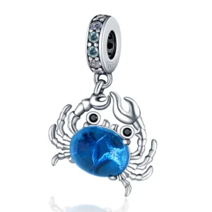 Charms morskie ze srebra 925 – delfin, krab, łódka Czerwony kolor