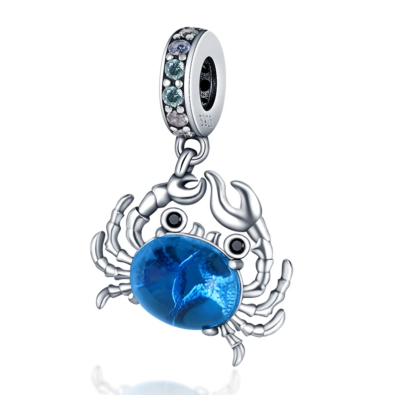 Charms morskie ze srebra 925 – delfin, krab, łódka Czerwony kolor