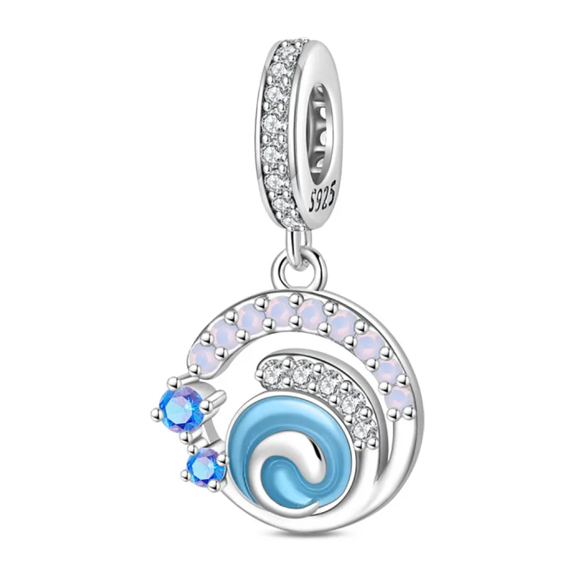 Charms morskie ze srebra 925 – delfin, krab, łódka Jasny blond