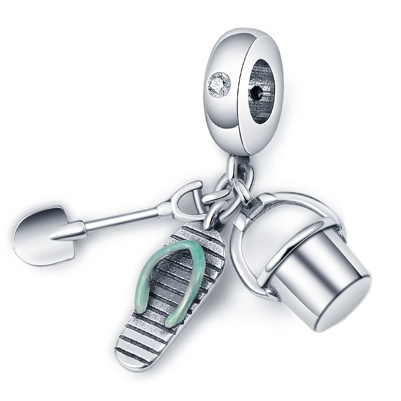 Charms morskie ze srebra 925 – delfin, krab, łódka Niebieski