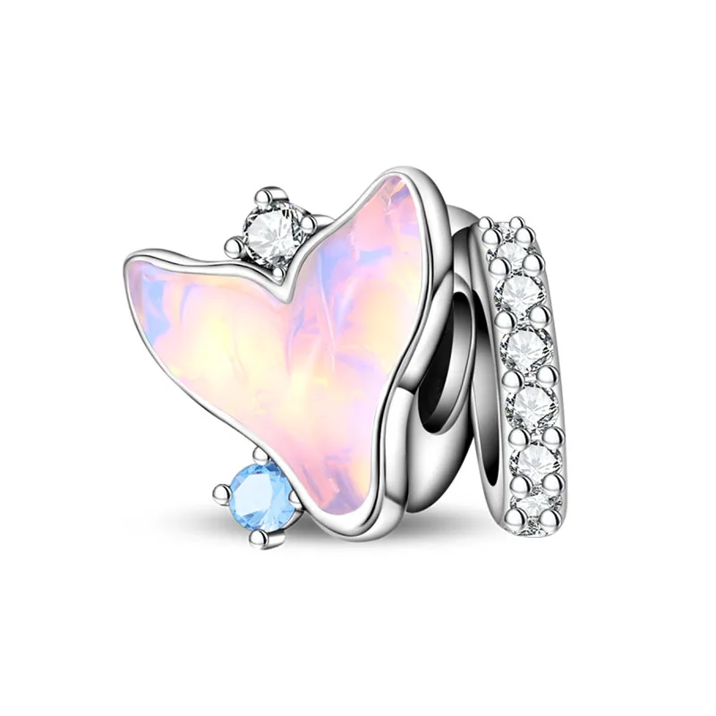 Charms morskie ze srebra 925 – delfin, krab, łódka Perłowa biel