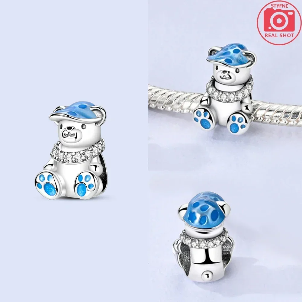 Charms ze srebra 925 - pies, kot, miś, słoń do bransoletki Czarny