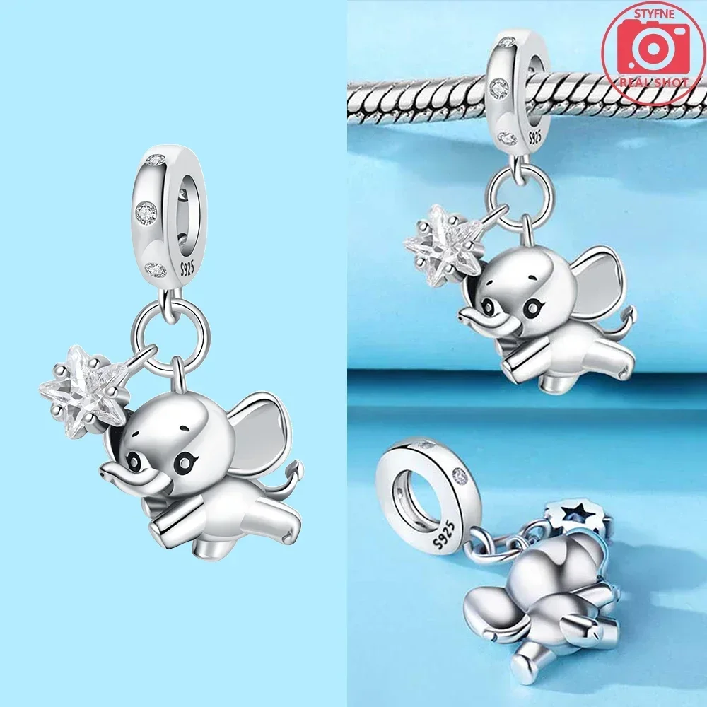 Charms ze srebra 925 - pies, kot, miś, słoń do bransoletki Niebieski