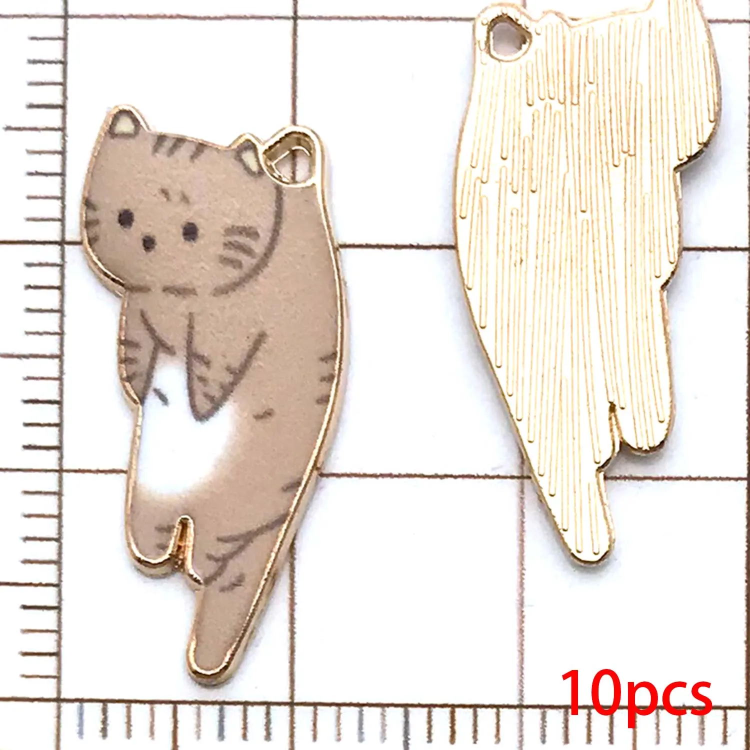 Charmsy emaliowane z kotem – wisiorki do biżuterii DIY, zestaw 10–12 szt. Czarny, platerowany pistoletem