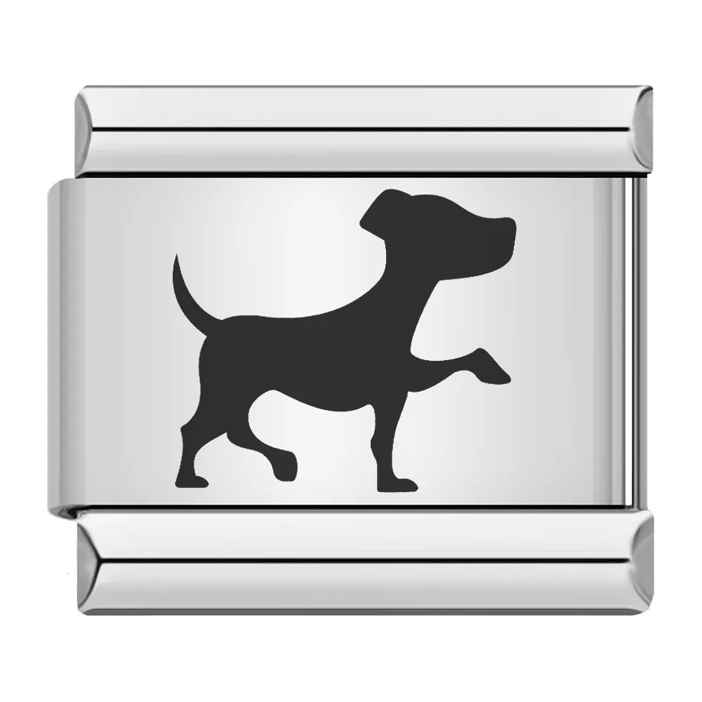 Charmsy kot, pies, serce i korona do bransoletki modułowej 9 mm żółty