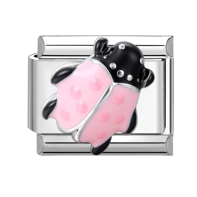 Charmsy kot, serce i samochód do bransoletek snap 9 mm — złote ogniwa Czerwony