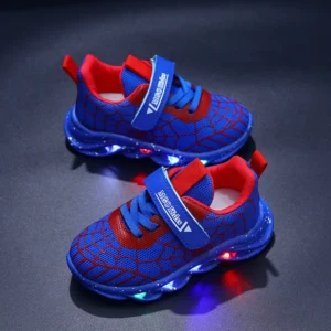 Chłopięce buty sportowe świecące LED z motywem superbohatera 9968blue