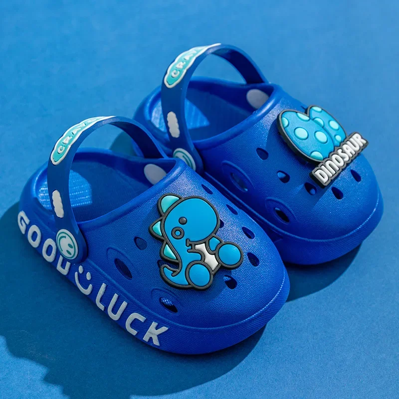 Chodaki dziecięce z dinozaurem dla chłopca Ht13blue