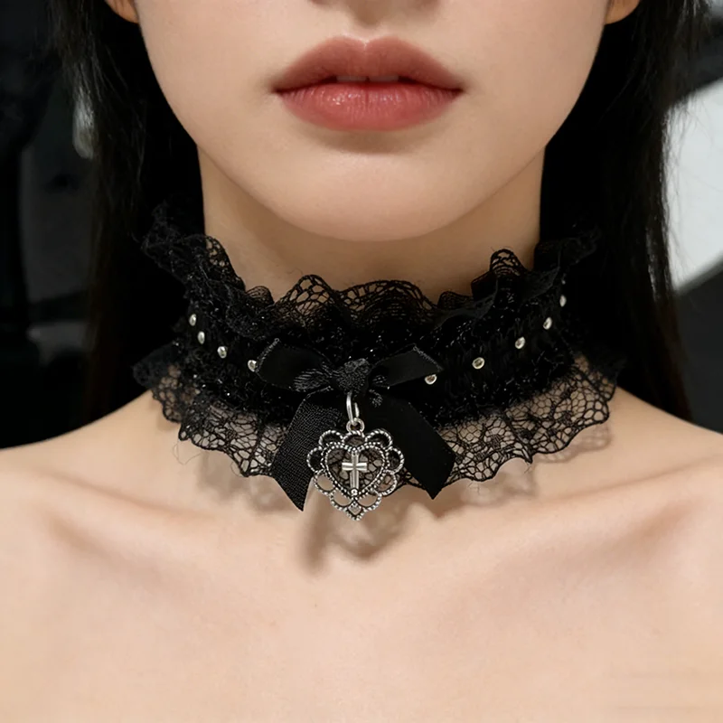 Choker boho z srebrnymi koralikami - krótki naszyjnik 7