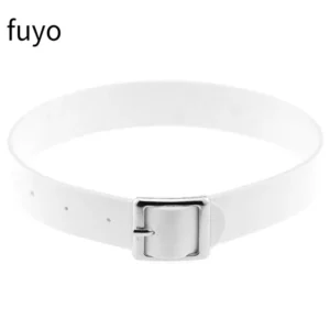 Choker z ekoskóry punk z ćwiekami biały i czarny 2