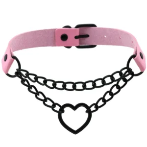 Choker goth z sercem i łańcuszkiem w stylu Harajuku Rodowany