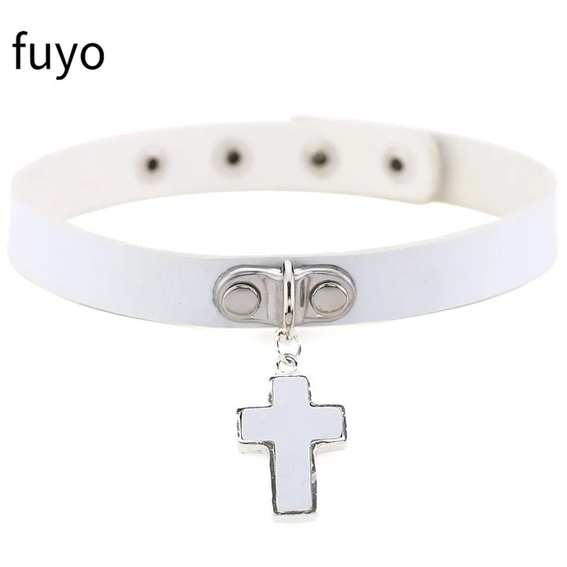 Choker gothic ze skóry PU z łańcuszkiem stal nierdzewna 11