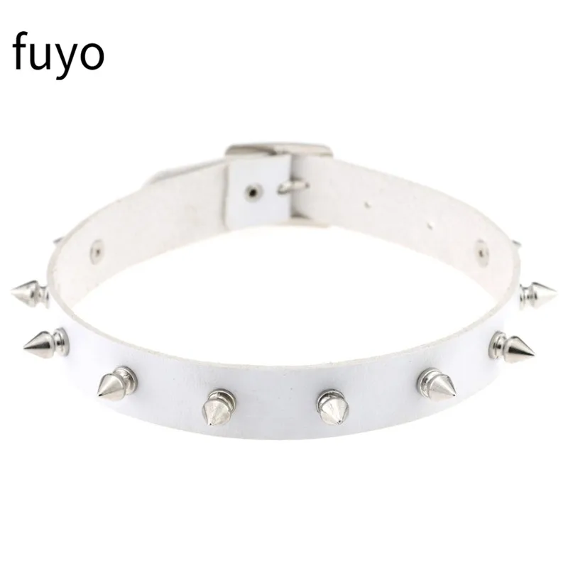 Choker gothic ze skóry PU z łańcuszkiem stal nierdzewna 4