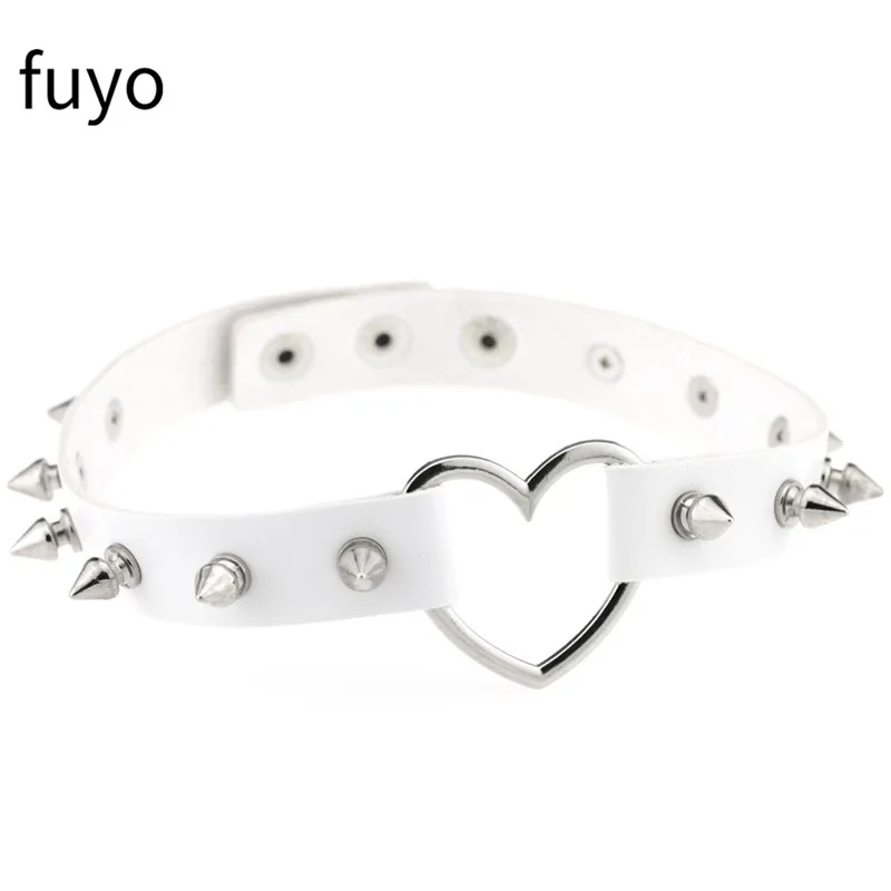 Choker gothic ze skóry PU z łańcuszkiem stal nierdzewna 9