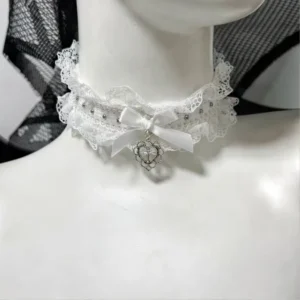 Choker z kokardką i kocimi uszkami w stylu Lolita 1