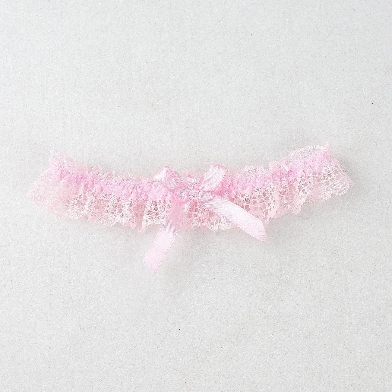 Choker koronkowy z kokardką dla kobiet B różowy