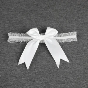 Choker koronkowy z kokardką dla kobiet C biały