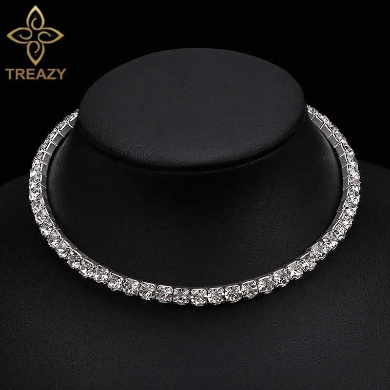Choker kryształowy ze strasami ślubny naszyjnik tenisowy Design 1