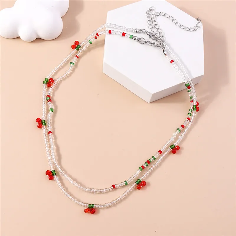 Choker z kwiatów i nasion w stylu boho – naszyjnik koralikowy Korea Antyczna miedź platerowana