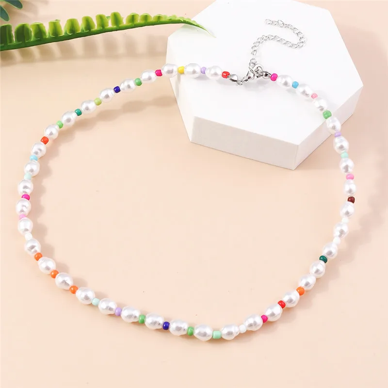 Choker z kwiatów i nasion w stylu boho – naszyjnik koralikowy Korea Imitacja rodowana