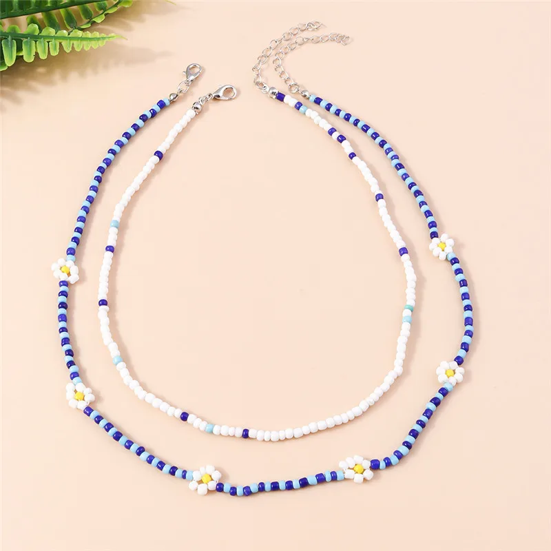 Choker z kwiatów i nasion w stylu boho – naszyjnik koralikowy Korea Kolor różowego złota