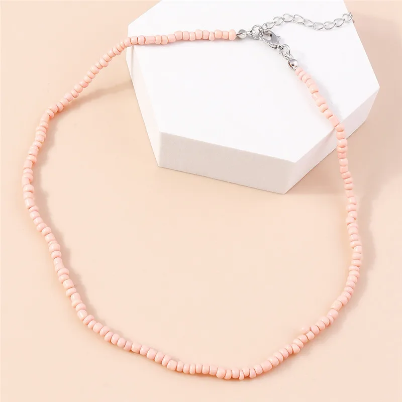 Choker z kwiatów i nasion w stylu boho – naszyjnik koralikowy Korea Niebieski cynk
