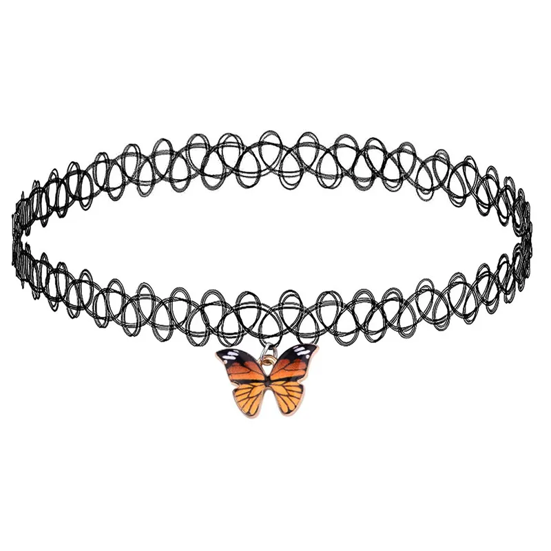Choker naszyjnik z gwiazdą, słońcem i motylem D