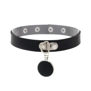 Choker skórzany gotycki – czarna obroża naszyjnik punk Style09