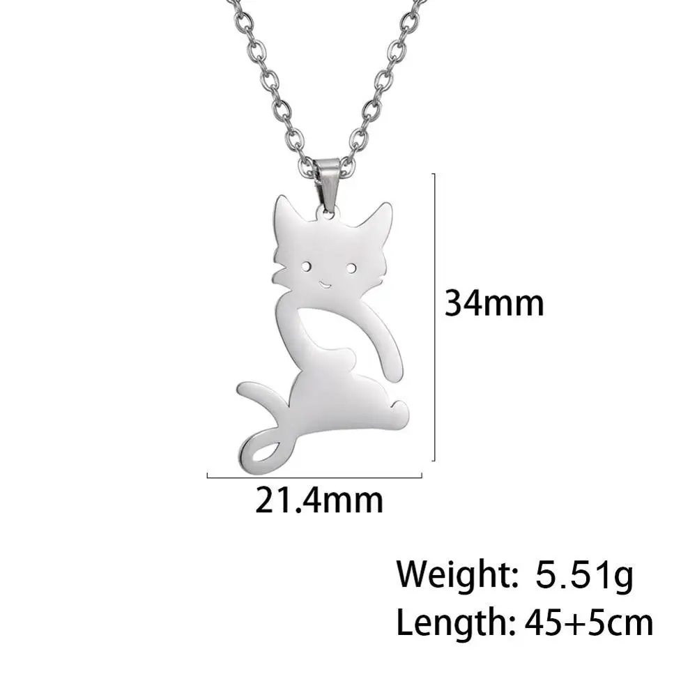 Choker ze stali z zawieszką zwierzęcą - kot, pies, delfin Cat a