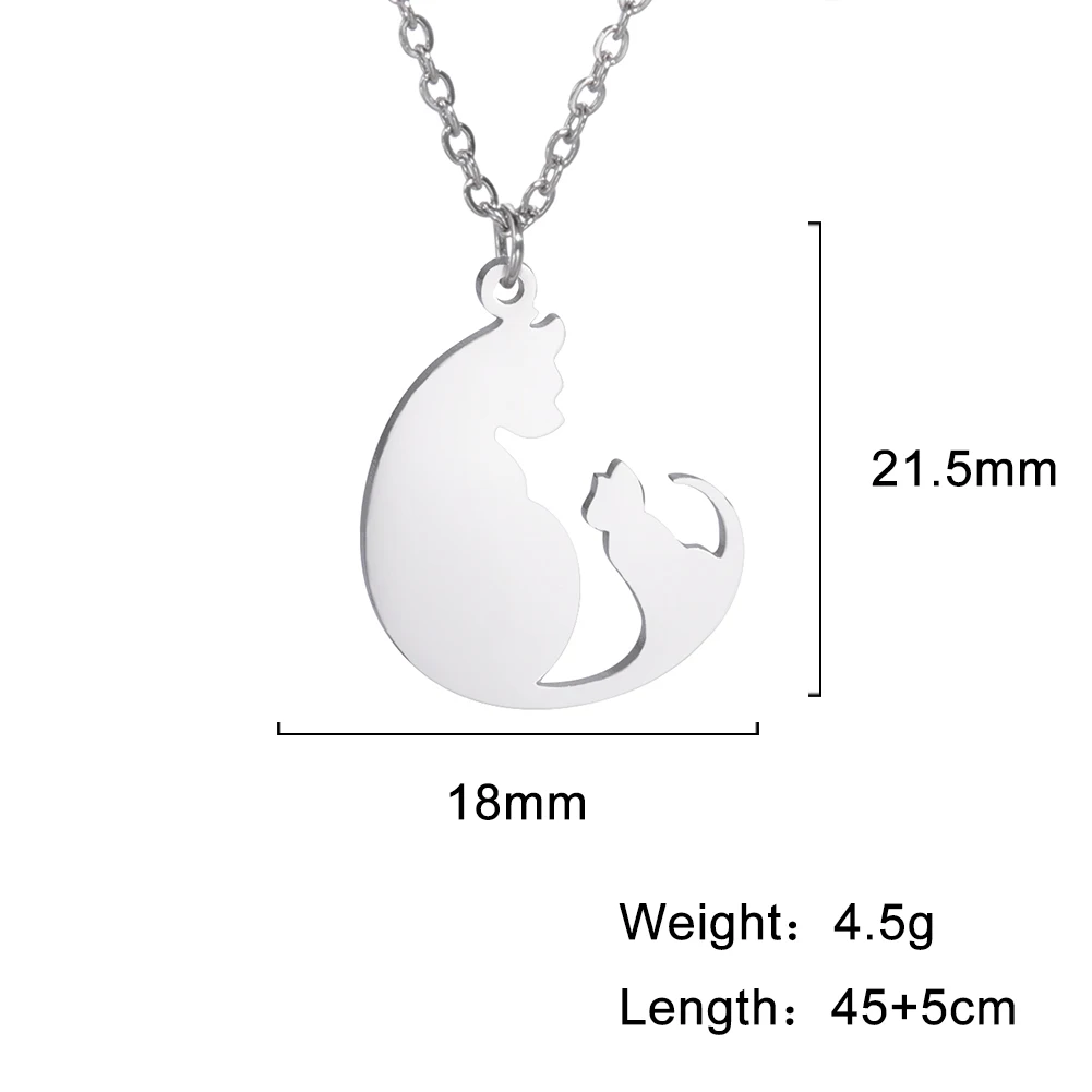 Choker ze stali z zawieszką zwierzęcą - kot, pies, delfin Mom kid cat