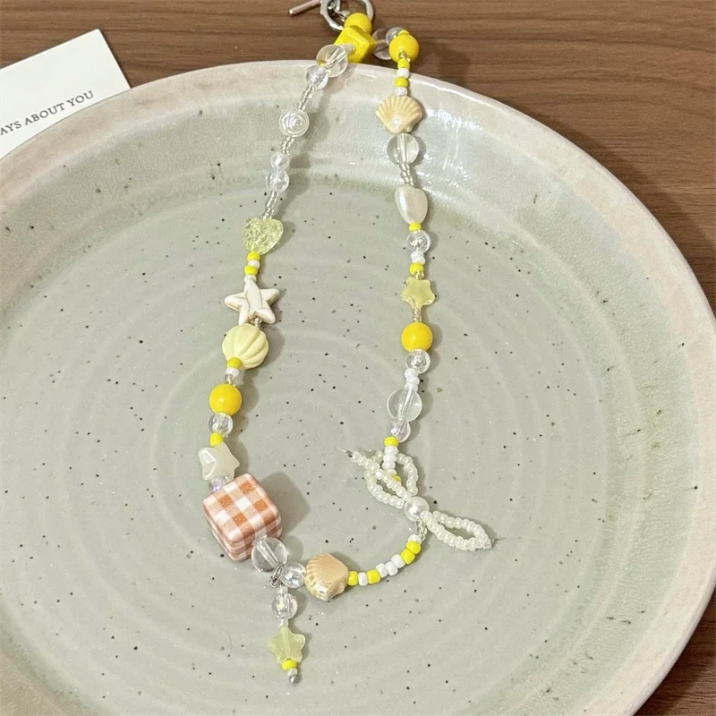 Choker Y2K z koralików tęcza kot pies Antyczna miedź platerowana
