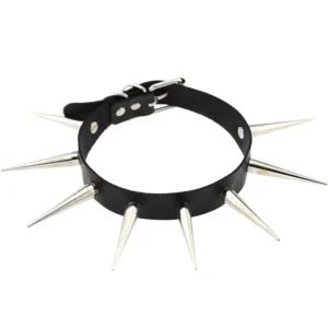 Choker z kolcami gotycki naszyjnik punk z ćwiekami Czarny