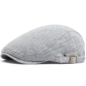 Cienki letni beret z daszkiem unisex vintage Jasnoszary