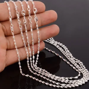 Cienki naszyjnik łańcuszek damski w kolorze srebra 40-75 cm Uniwersalny