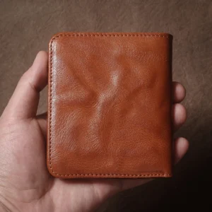 Cienki portfel skórzany unisex z przegródkami na karty i klipsem Złoto