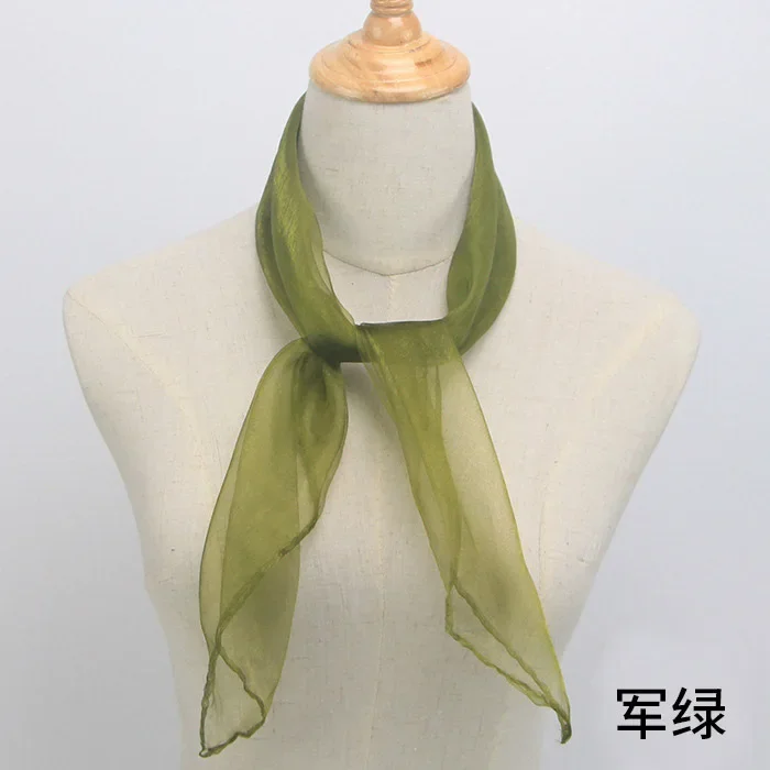 Cienki szyfonowy szalik 60x60 cm w wielu kolorach Khaki