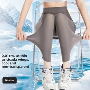 Cienkie letnie legginsy z wysokim stanem z ochroną UV Szary