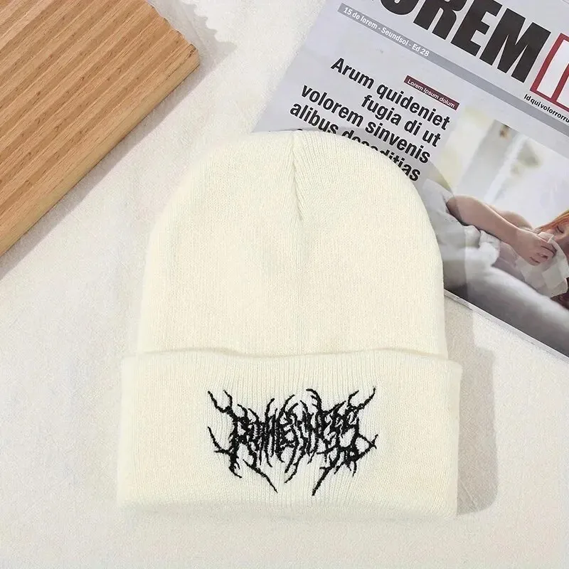 Ciepła czapka beanie z dzianiny unisex Biały