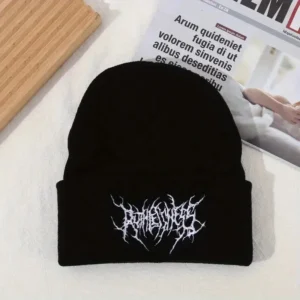Ciepła czapka beanie z dzianiny unisex Czarny