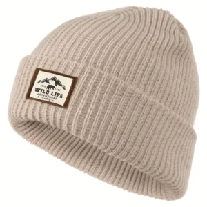 Ciepła dzianinowa czapka beanie unisex na jesień i zimę Beżowy
